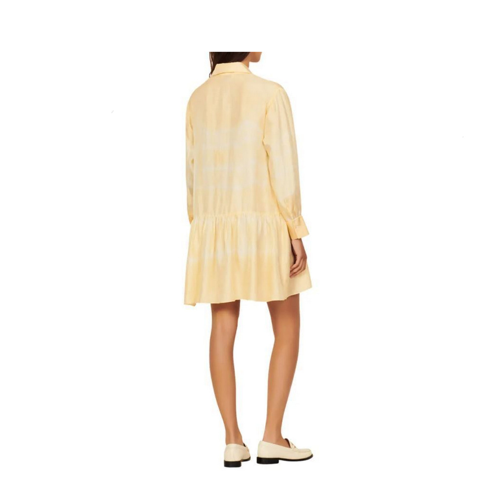 sandro Tie Dye Long Sleeve Silk Dress Yellow Size 36 - Picture 2 of 2